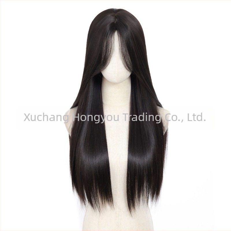 Perika - prirodan stil, duga ravna kosa, perika za cijelu glavu, dugi pramenovi, vlakno otporno na visoku temperaturu