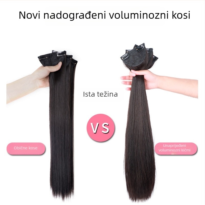 Ženska perika, duga ravna sintetička kosa, set od 3 komada kemijskih vlakana, otporna na toplinu, bez bojanja toplinom, drevni stil