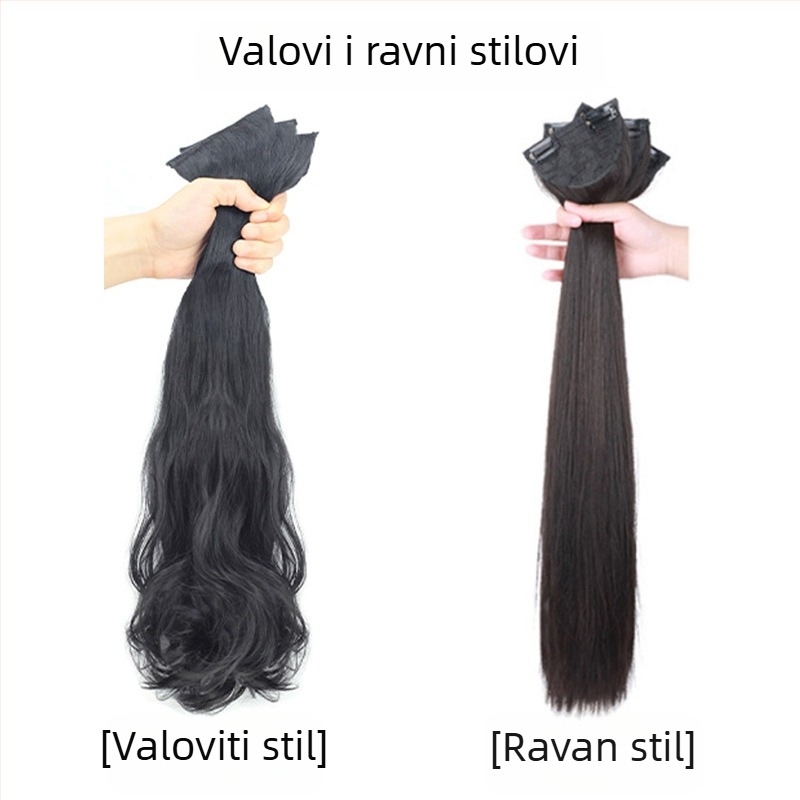 Ženska perika, duga ravna sintetička kosa, set od 3 komada kemijskih vlakana, otporna na toplinu, bez bojanja toplinom, drevni stil