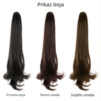 Perika s kopčom za rep: dugačka, valovita visoka repa, vlakna otporna na toplinu, model blago zakrivljen, brend Ancient Source