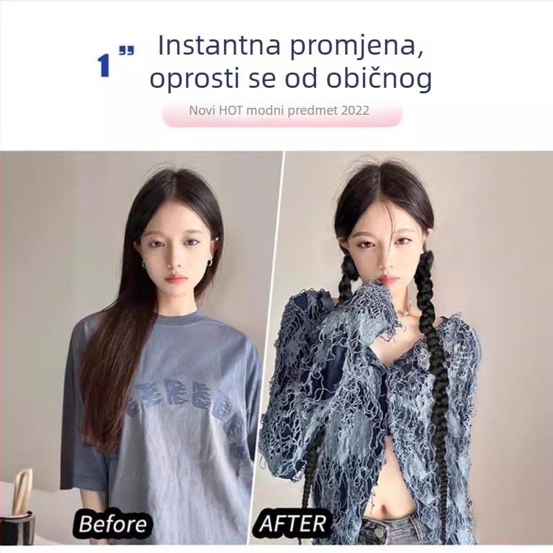 Perika s punk twist pletenicom, duga kosa, termički otporna sintetička kosa, bojanje bez topline, Kaifei ljepota