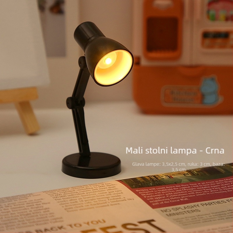 Mini stolna lampica s toplim svjetlom, lampica za čitanje u domu za studente, sklopiva noćna lampica, stolna dekoracija; plastičan abažur, gumbasti prekidač, ≤36V, ugrađena litijska baterija