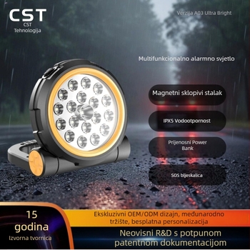 Automobilski LED reflektor za nuždu s SOS funkcijom, multifunkcionalno vanjsko svjetlo za kampiranje (10 W, 1000 lm, 5 V, 6000 K, Cs-a03)