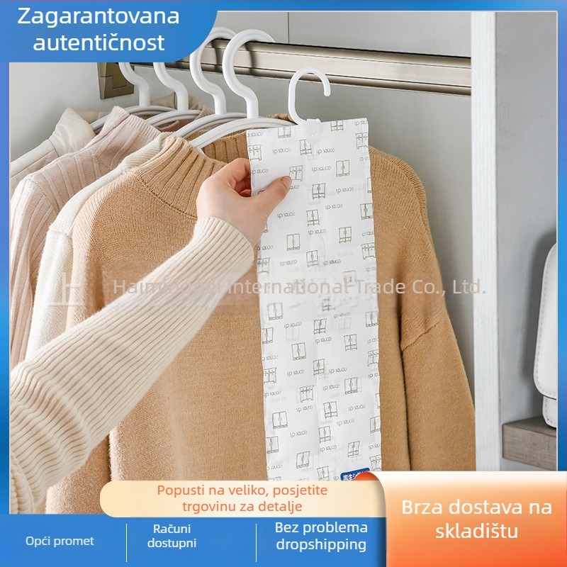 Vješalna vrećica za dehumidifikaciju za unutarnji garderobni prostor — desikant, reciklabilno, protiv plijesni