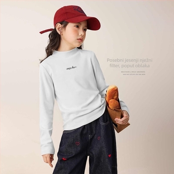 Djevojački top s dugim rukavima i polu-turtleneck vratom, mekano obrađeni poliester 95%, za dob 3–8 godina, zimski komad