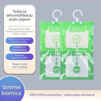 Desikant kalcijev klorid za sušenje prostorija — marka Qingrunjia; funkcija: sušenje i uklanjanje vlage; težina 100 g; namijenjeno za vješanje