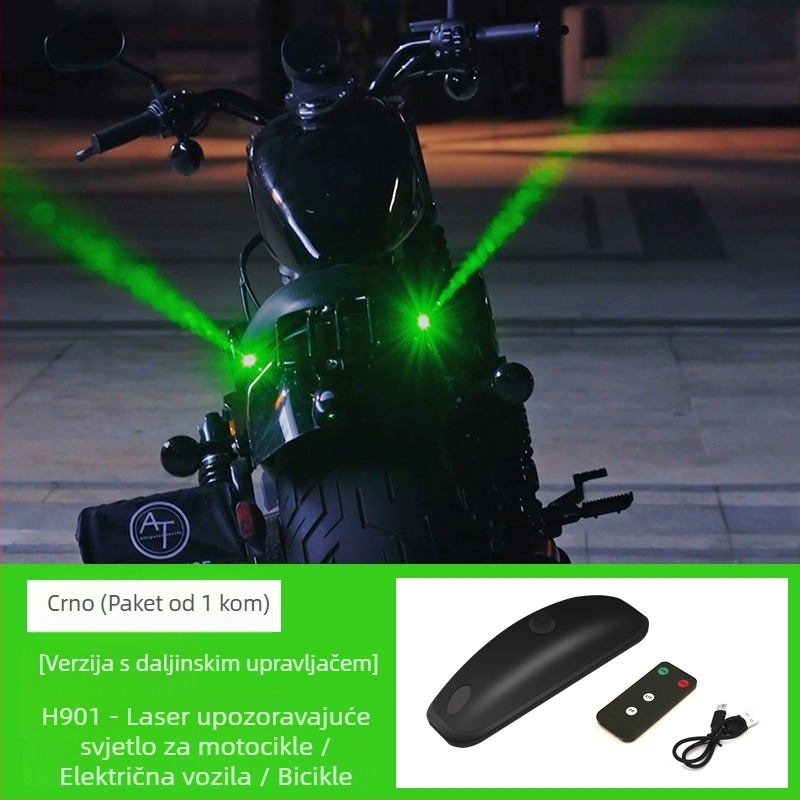 Motociklističko stražnje svjetlo s laserskom projekcijom i strobom, model H901, 5V, 0.2A