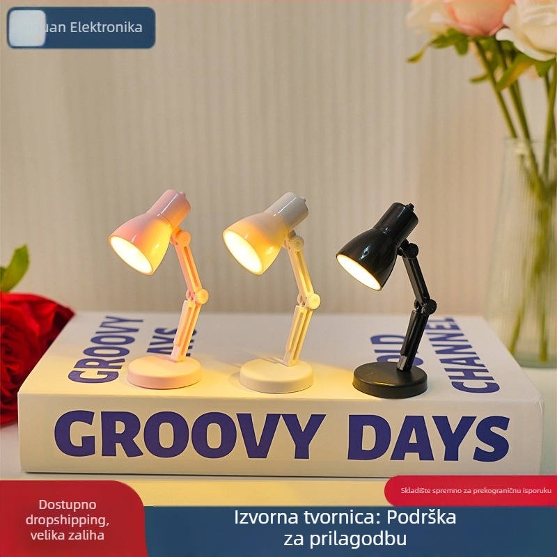 Kreativna mini LED stolna lampica s toplom svjetlošću za zaštitu vida, s integriranom baterijom – idealna za čitanje u studentskom domu