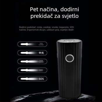 Prednje svjetlo za bicikl — aluminijska legura, USB punjenje, IPX5 vodootporno, pet načina osvjetljenja