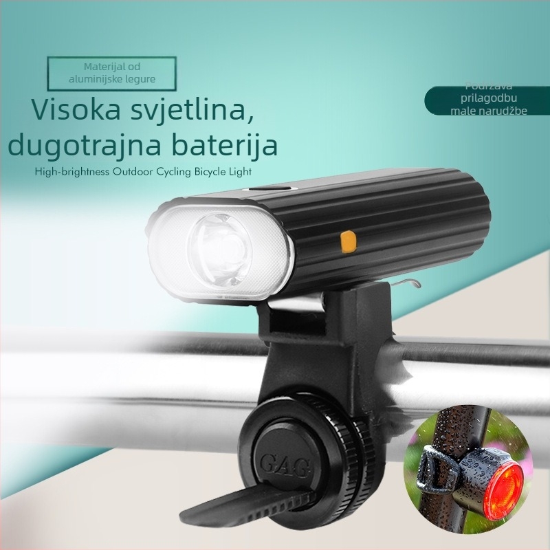 Prednje svjetlo za bicikl — aluminijska legura, USB punjenje, IPX5 vodootporno, pet načina osvjetljenja