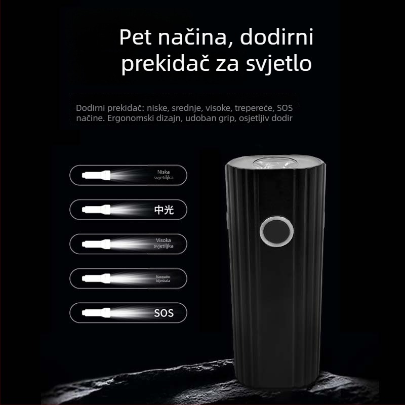 Prednje svjetlo za bicikl — aluminijska legura, USB punjenje, IPX5 vodootporno, pet načina osvjetljenja