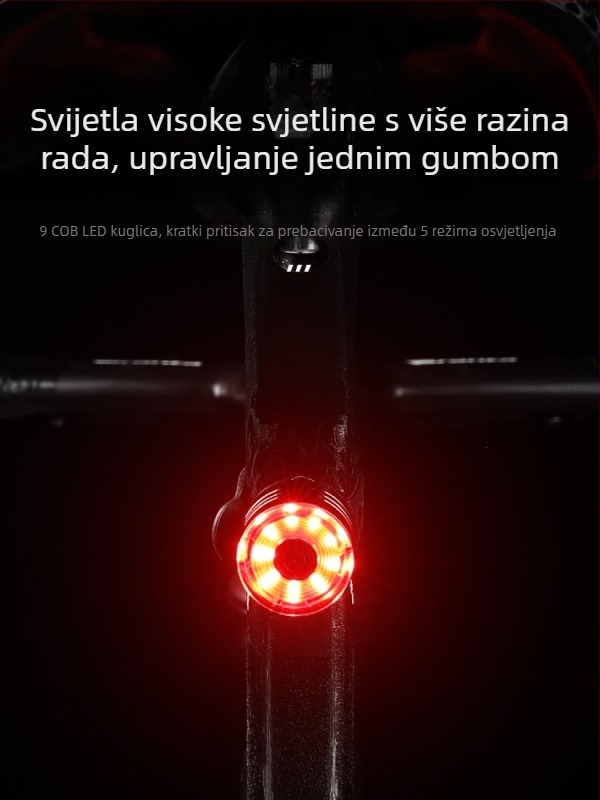 Stražnja LED svjetiljka za bicikl s dugim trajanjem baterije za noćnu vožnju – visoka svjetlost za planinske i cestovne bicikle, upozoravajući signal