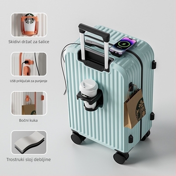 Putna torba s kotačićima — ABS, vodootporna, ultra lagana, otporna na habanje, univerzalni kotači, zatvarač, standardni kombinacijski bravu