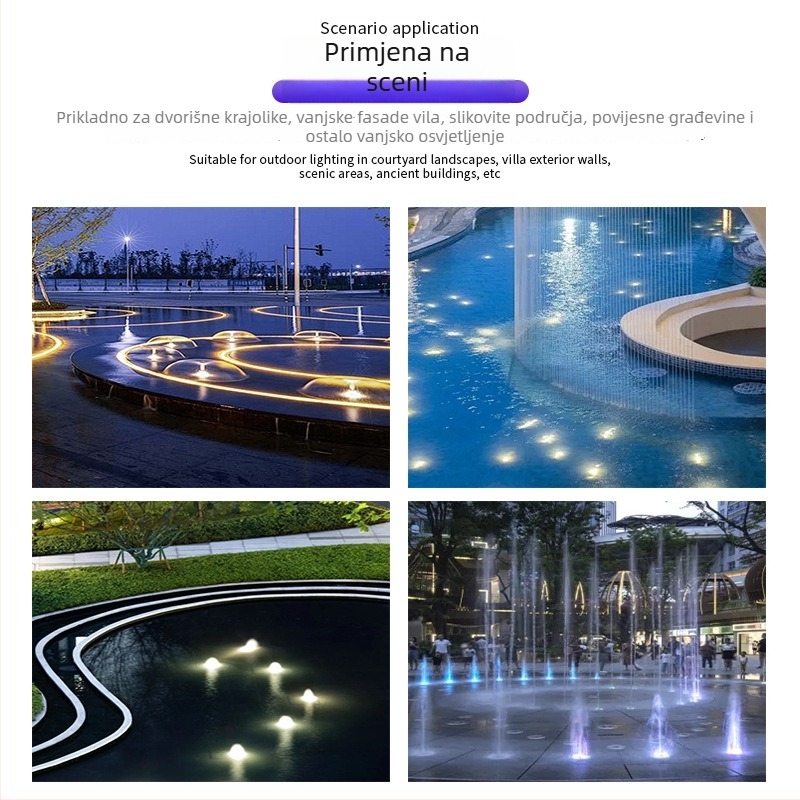 Podvodno LED svjetlo za fontane i ribnjake, nehrđajući čelik, IP68, 24V, Osram LED s 9 diodama, DMX512 upravljanje