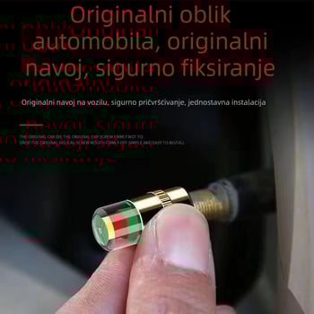 Metalna kapica ventila za praćenje tlaka u gumama, mehanički mjerač, kompaktni dizajn, analogni prikaz, standardna preciznost