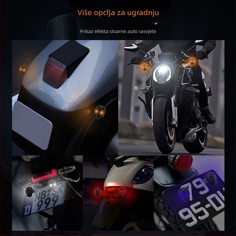 Motocikl LED pomoćna svjetiljka sa dizajnom lubanje i sokolovog oka – 12V, ABS, model motor235, vijek trajanja 50000 h, kompatibilno s žmigavcima motocikla