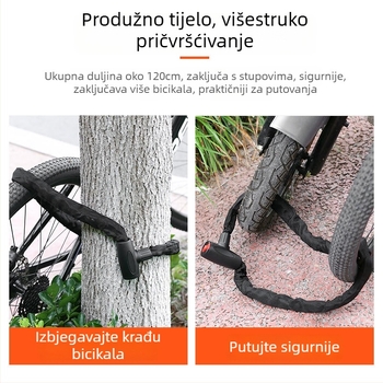 Lančana brava za bicikl s ključem protiv krađe, model JY5012, marka YUUISD, čelični kabel, težina 800 g