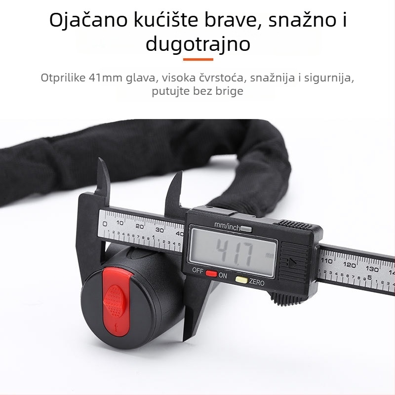 Lančana brava za bicikl s ključem protiv krađe, model JY5012, marka YUUISD, čelični kabel, težina 800 g