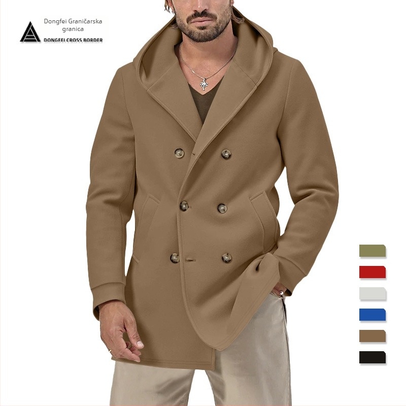Muški srednje dug kaput s dvostrukim zatvaranjem i reverom, tkanina od pamuk–mješavina (60% poliester) s podstavom od poliester (60%)