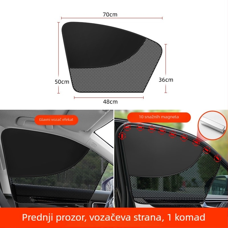 Magnetska auto zavjesa za prozor s mrežastim materijalom; mogućnost prilagodbe obrade; tisak logotipa; licencirana privatna marka.