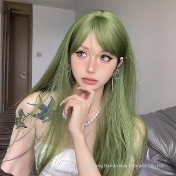 Duga, ravna perika s šiškama, vlakna otporna na toplinu, prirodni stil, konstrukcija s mehanizmom, model: Fruit Hood