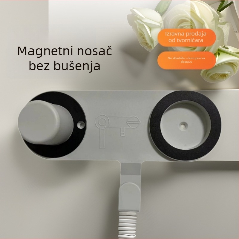 Zidni držač za sušilo za kosu s magnetskim pričvršćivanjem, bez bušenja; model CD02; nosivost 5 kg; stil moderni minimalistički