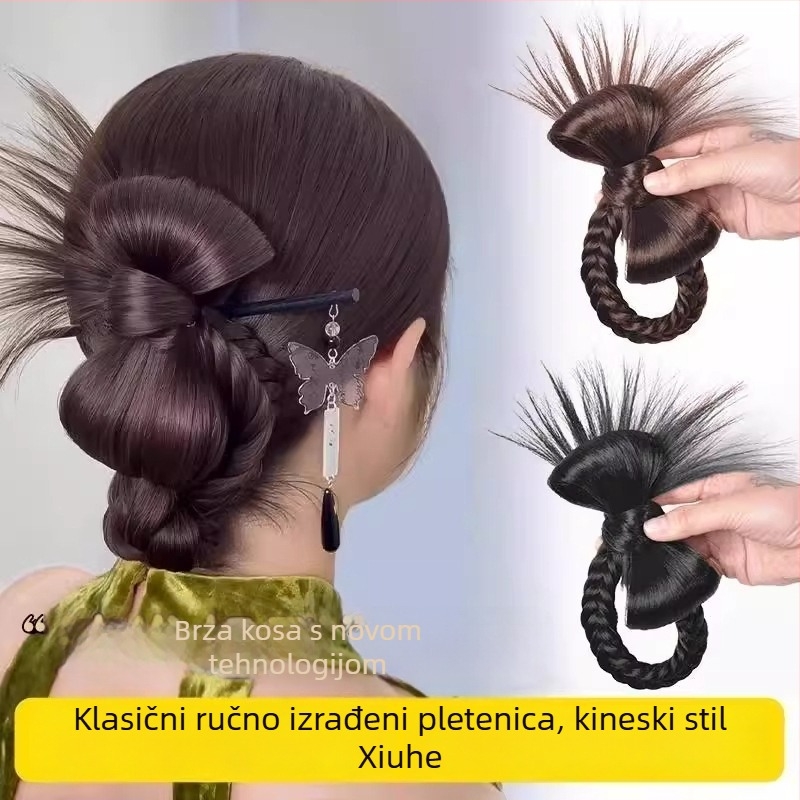 Paruka s repom Keffi Qinghe Hair Package – vlakna otporna na toplinu, polu-manualna obrada, model Qinghe Hair Package, nije dopušteno bojiti niti trajna