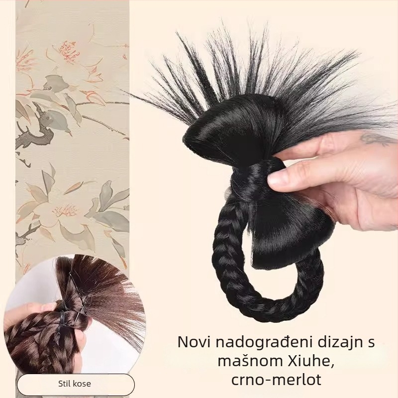 Paruka s repom Keffi Qinghe Hair Package – vlakna otporna na toplinu, polu-manualna obrada, model Qinghe Hair Package, nije dopušteno bojiti niti trajna