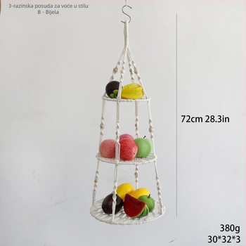 Viseći koš za voće i povrće, pamučna užad, model Hb-11, marka Yanhang, moderni minimalistički stil