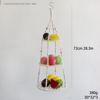 Viseći koš za voće i povrće, pamučna užad, model Hb-11, marka Yanhang, moderni minimalistički stil
