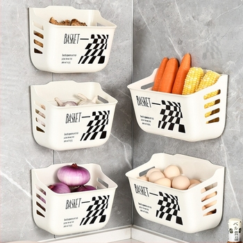 Plastična zidna košara za skladištenje, za kuhinju i kupaonu, za zeleni luk, đumbir i češnjak, model 8019