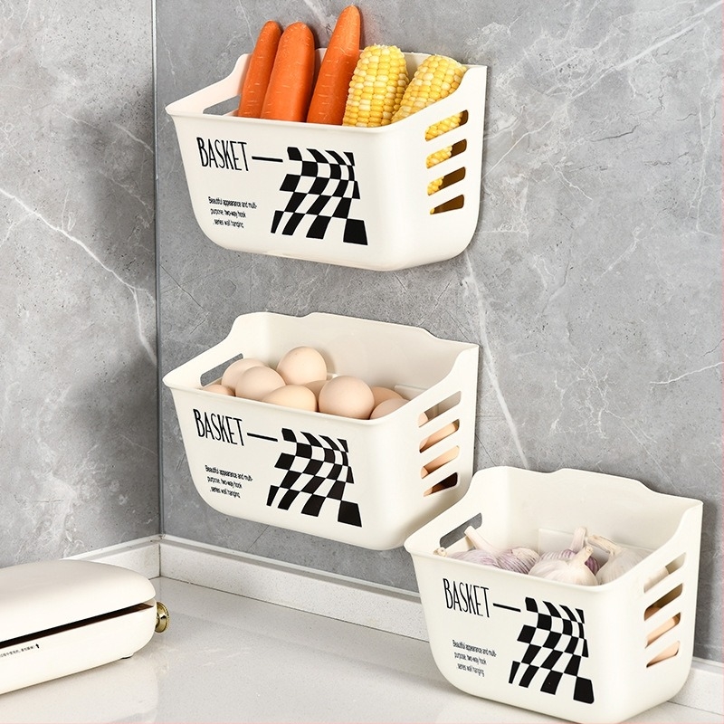 Plastična zidna košara za skladištenje, za kuhinju i kupaonu, za zeleni luk, đumbir i češnjak, model 8019
