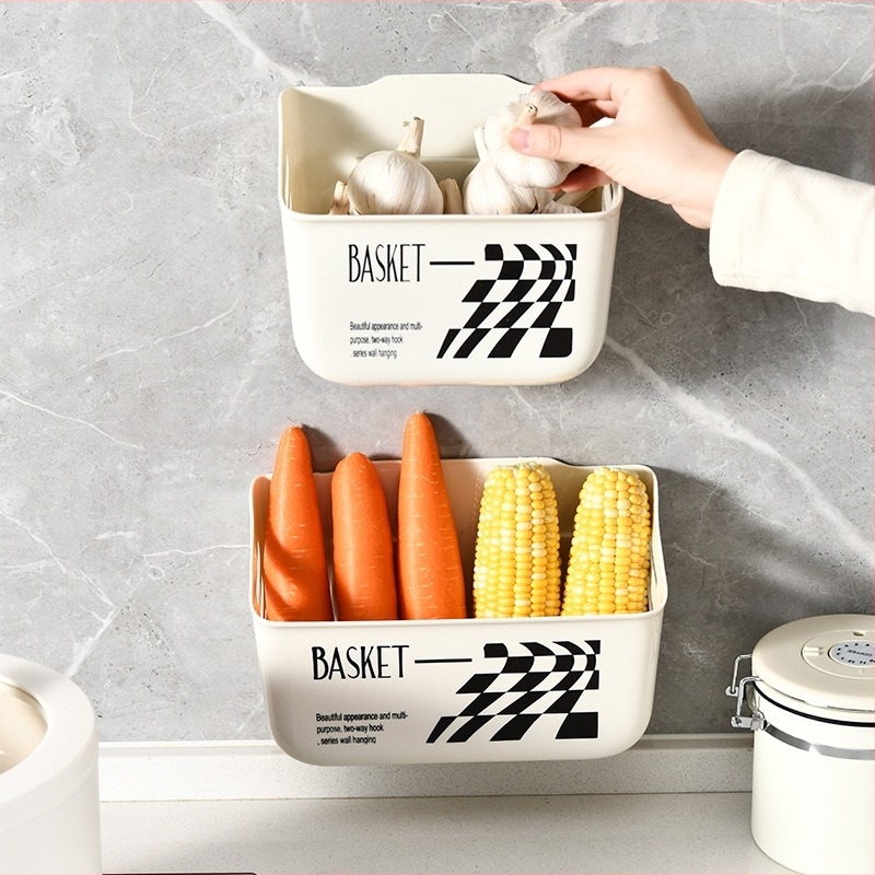Plastična zidna košara za skladištenje, za kuhinju i kupaonu, za zeleni luk, đumbir i češnjak, model 8019