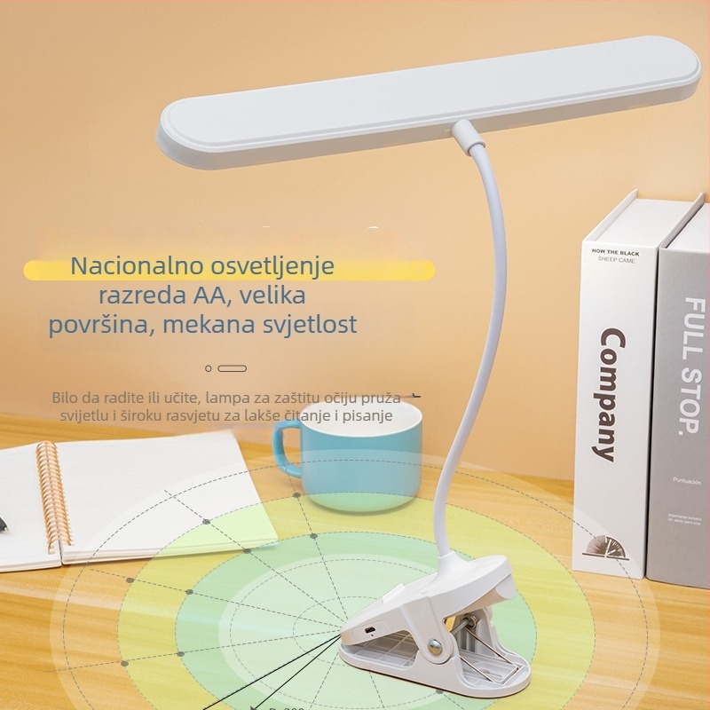 Klip-on LED noćna lampica za noćni ormarić, zaštita očiju, ugrađena litijska baterija, dodirni prekidač, 7W