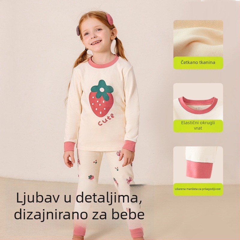 Dječji set pidžama - 95% pamuk, 5% elastan, antibakterijski, jesen-zima, unisex, stil princeze, karikatura uzorak