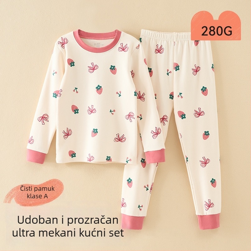 Dječji set pidžama - 95% pamuk, 5% elastan, antibakterijski, jesen-zima, unisex, stil princeze, karikatura uzorak