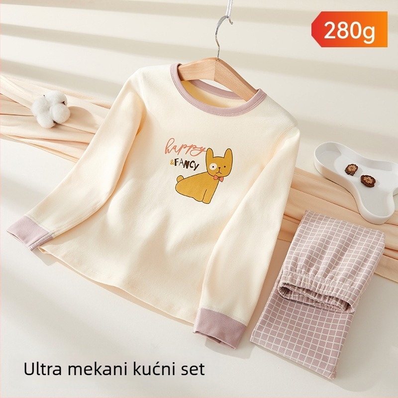 Dječji set pidžama - 95% pamuk, 5% elastan, antibakterijski, jesen-zima, unisex, stil princeze, karikatura uzorak