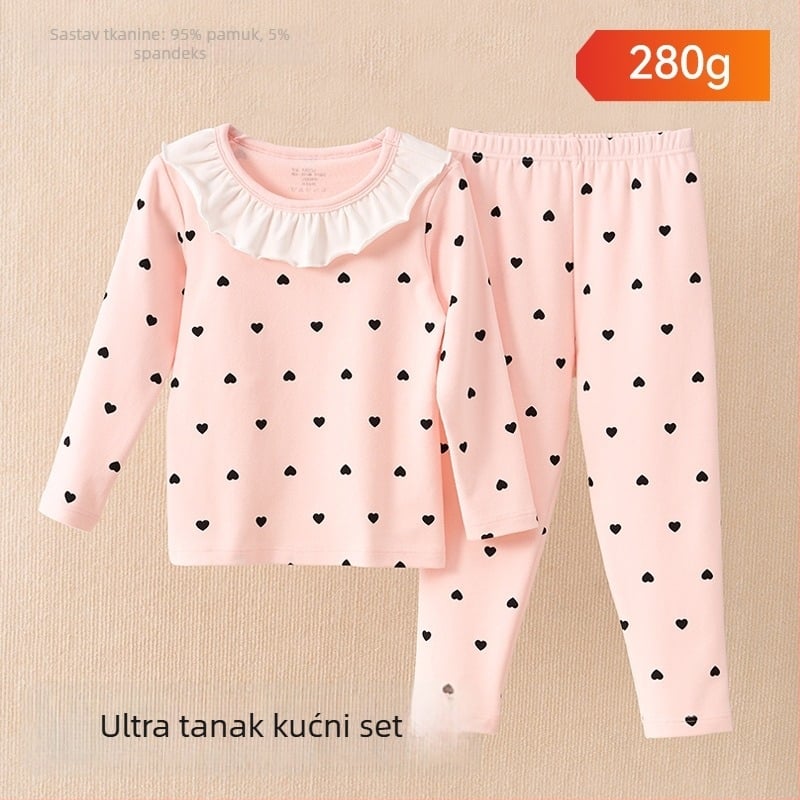 Dječji set pidžama - 95% pamuk, 5% elastan, antibakterijski, jesen-zima, unisex, stil princeze, karikatura uzorak