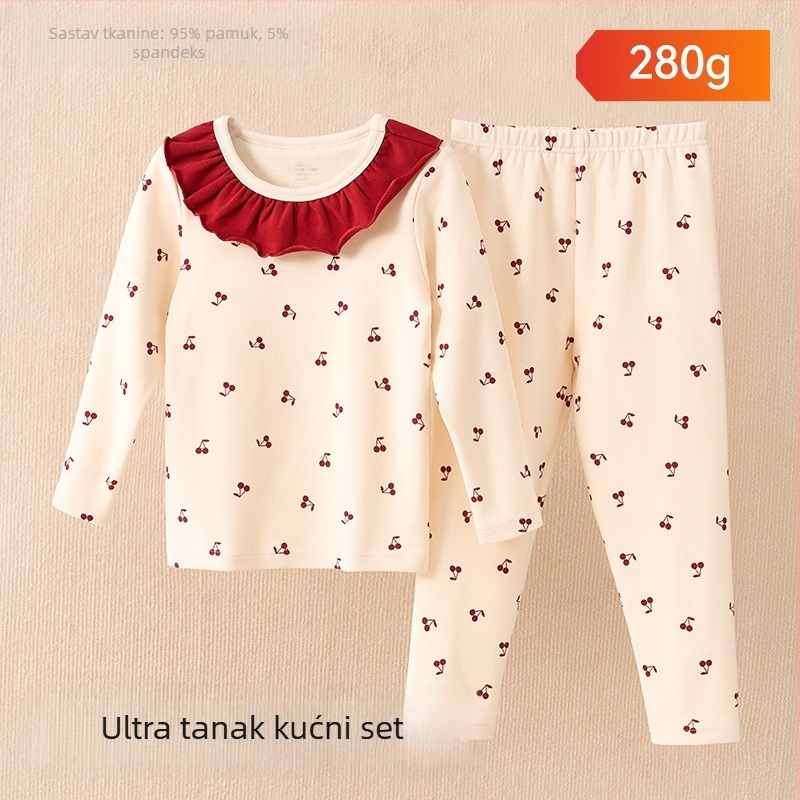 Dječji set pidžama - 95% pamuk, 5% elastan, antibakterijski, jesen-zima, unisex, stil princeze, karikatura uzorak