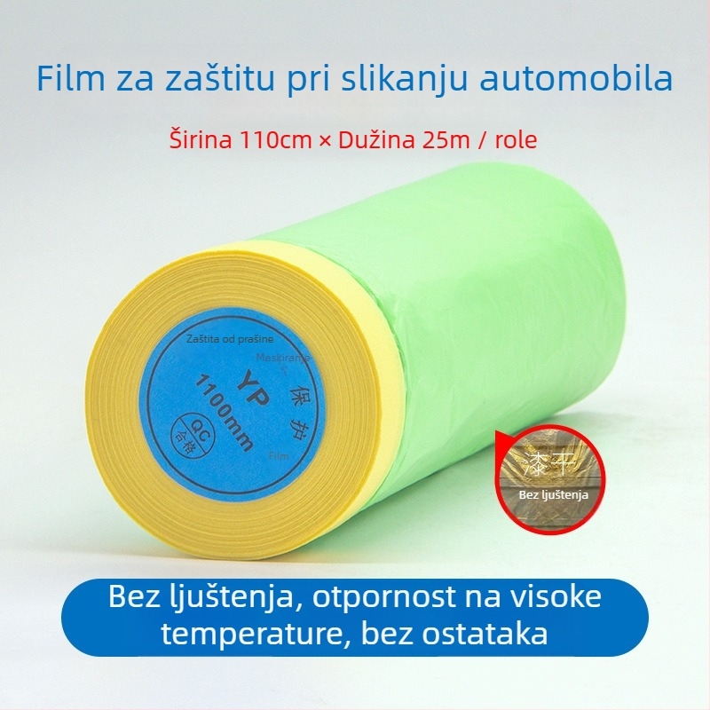 Maskirajući film za lakiranje automobila – ne odstupa boju ili ostavlja ostatke, HDPE maskirajući film, visoka viskoznost, debljina 0,7