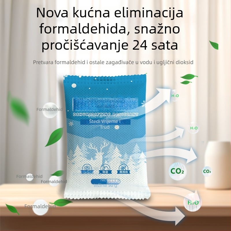Kućna vrećica za dehumidifikaciju – Sušenje i kontrola vlage za garderobu i posteljinu, 500 g, u kutiji, horizontalno postavljanje, miris: Prirodno