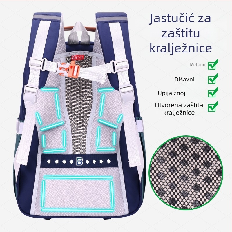 Unisex školski ruksak za učenike 3.–4. razreda — vodootporan, proširivi kapacitet, ergonomska stražnja ploča, poliester