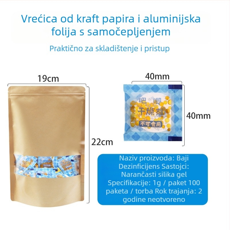 Changquan silikagel dehidrator, bez mirisa, 100 paketa u vrećicama, apsorpcija vlage