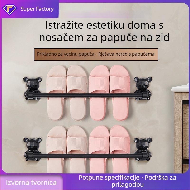 Nerezni zidni stalak za papuče i ručnike u kupaonici, 2 razine, nosivost 20 kg, polirano završno premaz