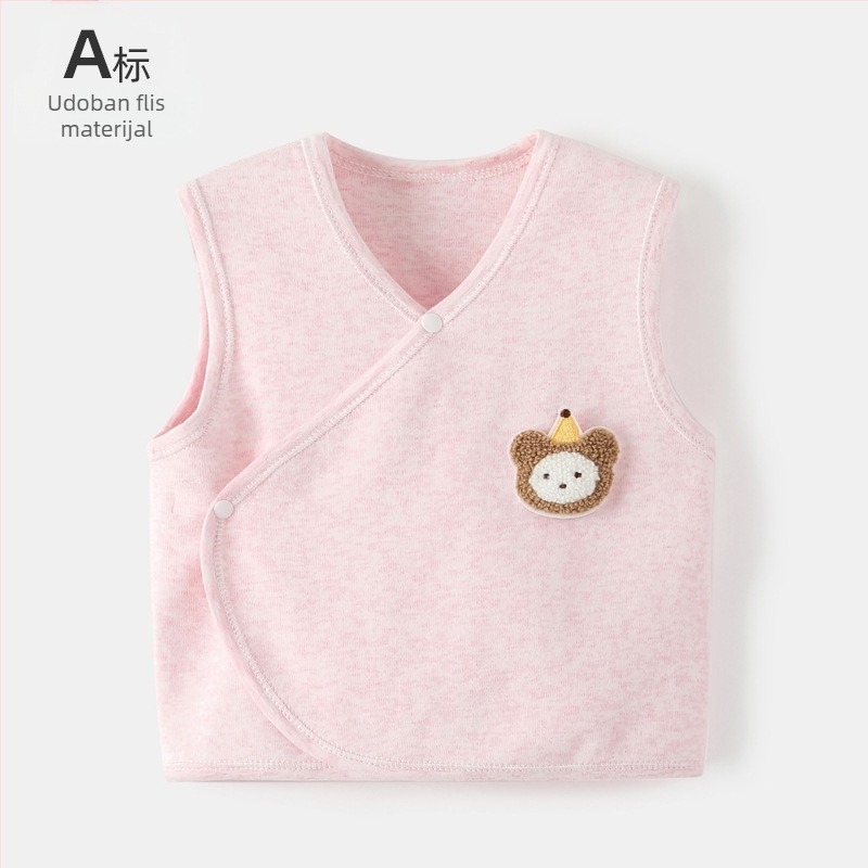 Dječja bezrukavna vesta od pamuka s velurom, 95% pamuka, proljeće/jesen, bez kapuljače, zatvaranje jednim gumbom, uzorci: životinje, pruge, crtani likovi