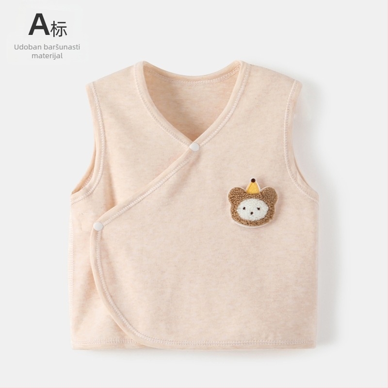 Dječja bezrukavna vesta od pamuka s velurom, 95% pamuka, proljeće/jesen, bez kapuljače, zatvaranje jednim gumbom, uzorci: životinje, pruge, crtani likovi
