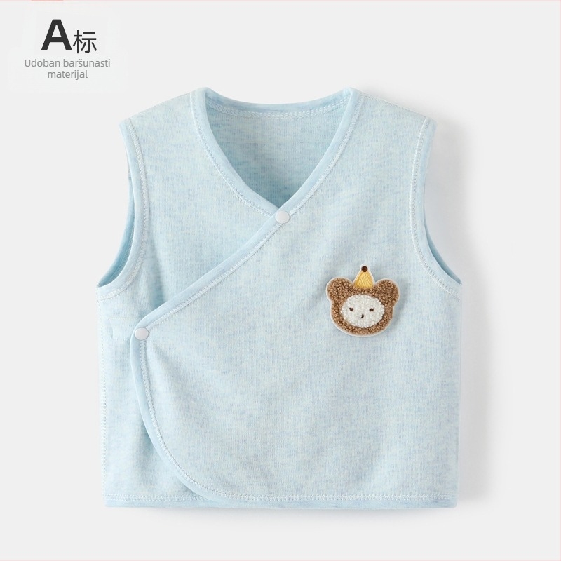 Dječja bezrukavna vesta od pamuka s velurom, 95% pamuka, proljeće/jesen, bez kapuljače, zatvaranje jednim gumbom, uzorci: životinje, pruge, crtani likovi