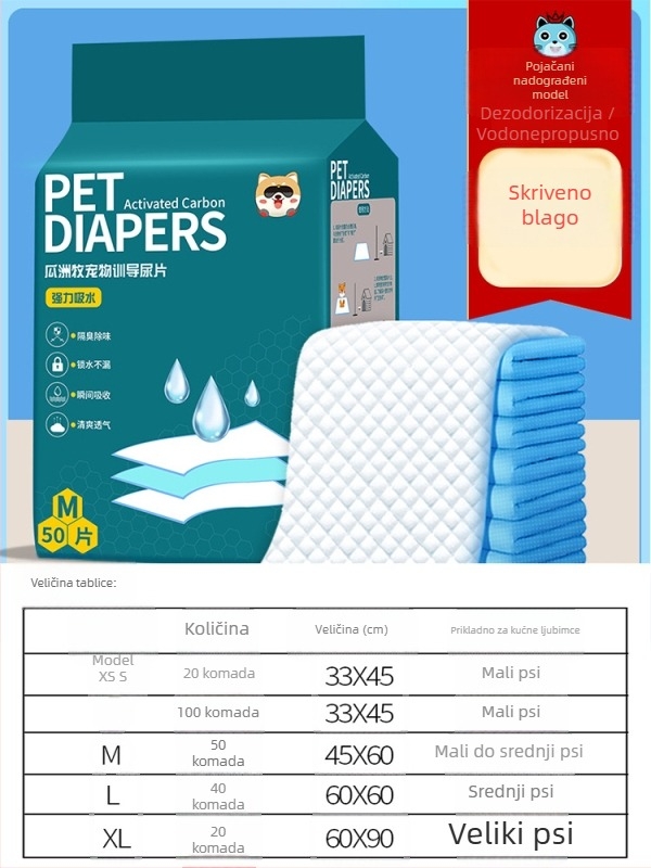 Jednokratne podloge za pse i mačke, 100 kom., nešivani materijal, upijajuće i deodorirajuće