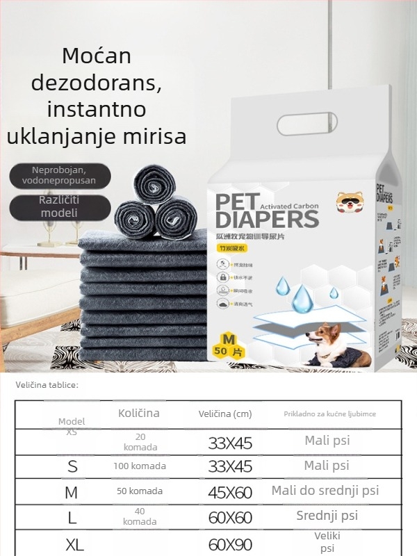 Jednokratne podloge za pse i mačke, 100 kom., nešivani materijal, upijajuće i deodorirajuće