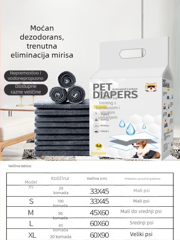 Jednokratne podloge za pse i mačke, 100 kom., nešivani materijal, upijajuće i deodorirajuće